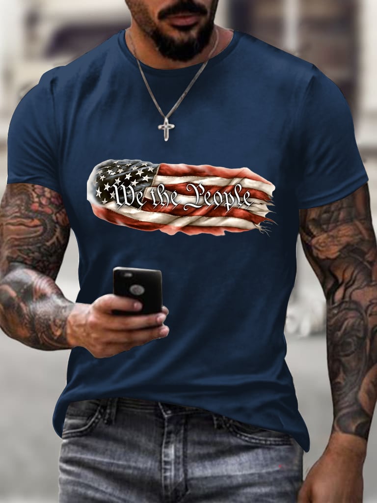 Men'S Flag Print Short Sleeve T-Shirt
