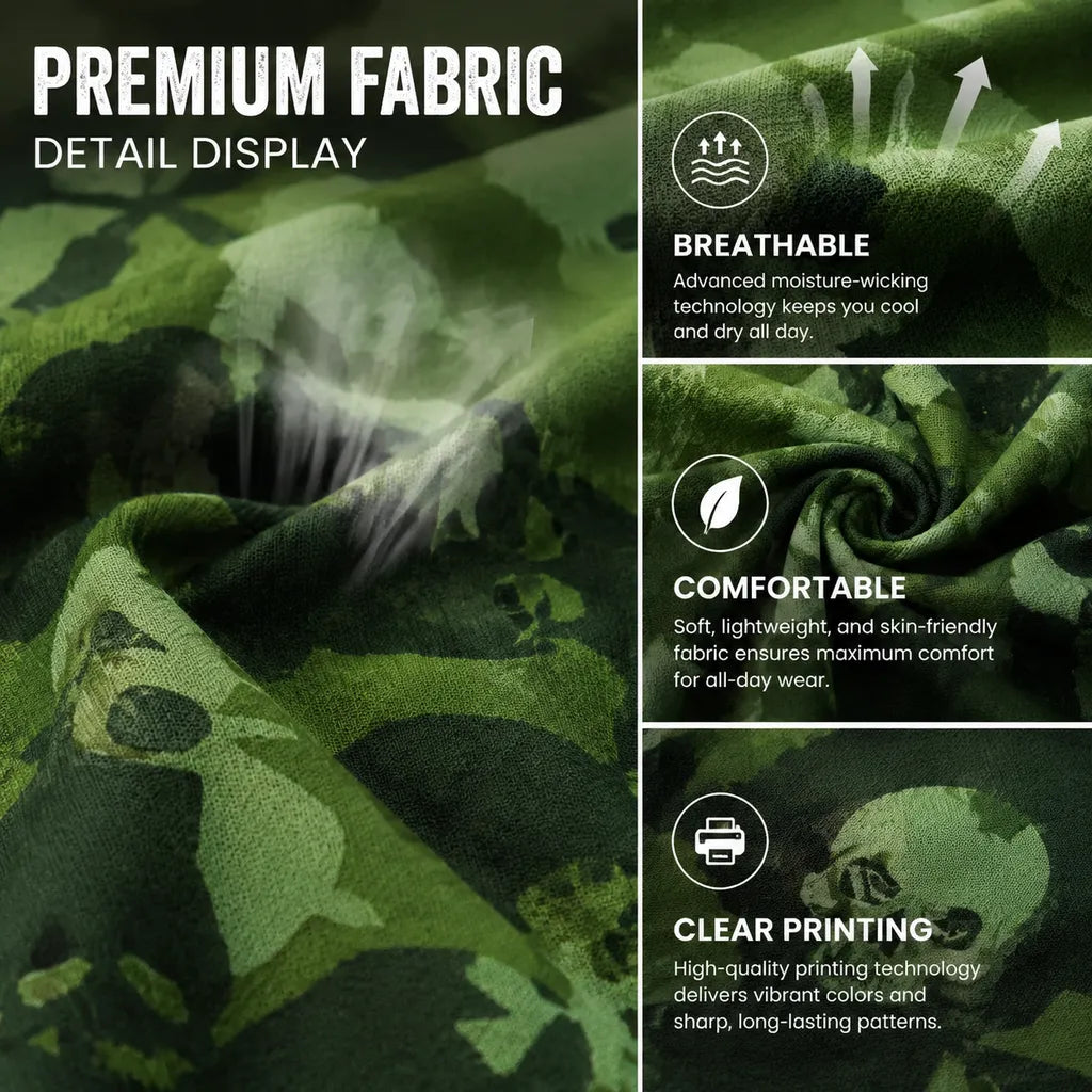 Men's Skull Camo Print Polo Shirt