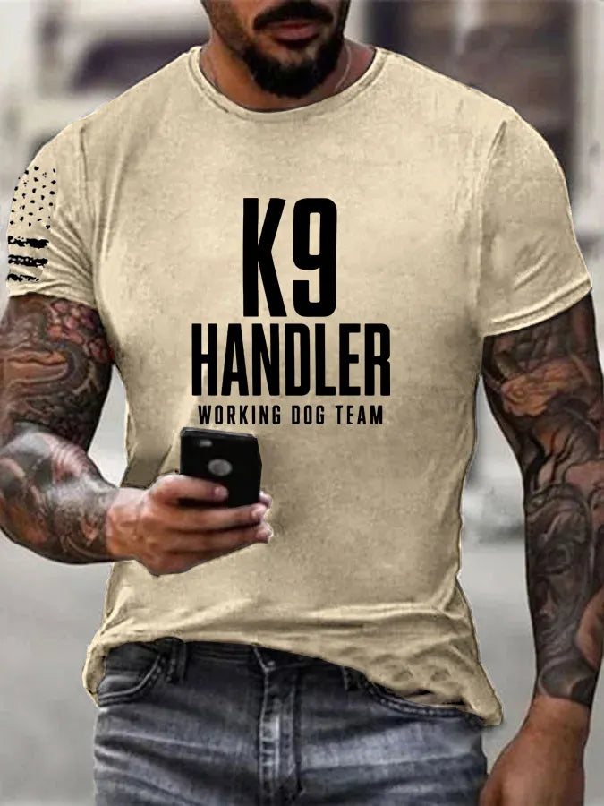 K-9 Handler Working Dog Team Pattern 100% Cotton T-Shirt
