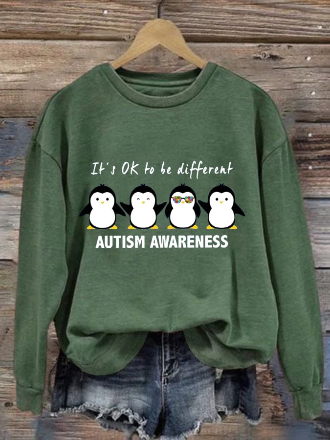 Women's Autism Awareness Print Casual Sweatshirt