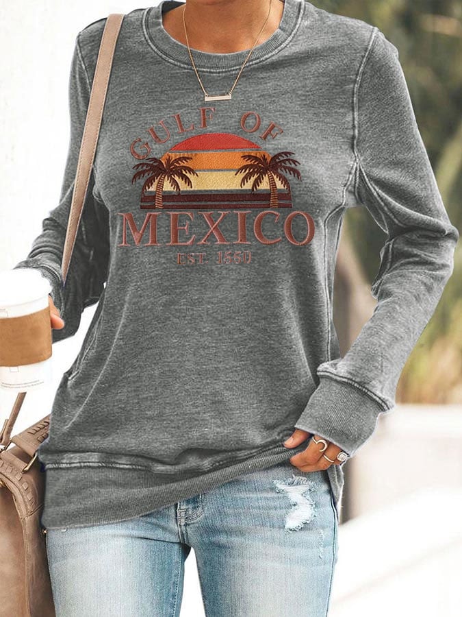 Women's Gulf of Mexico Est 1550 Print Casual  Sweatershirt