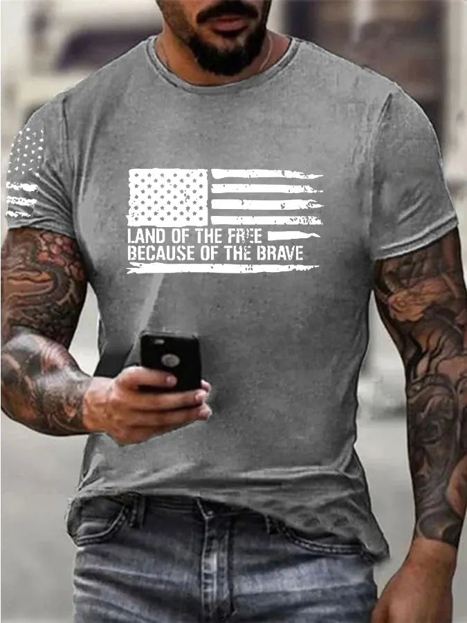 Independence Day Land Of The Free Pattern 100% Cotton T-Shirt