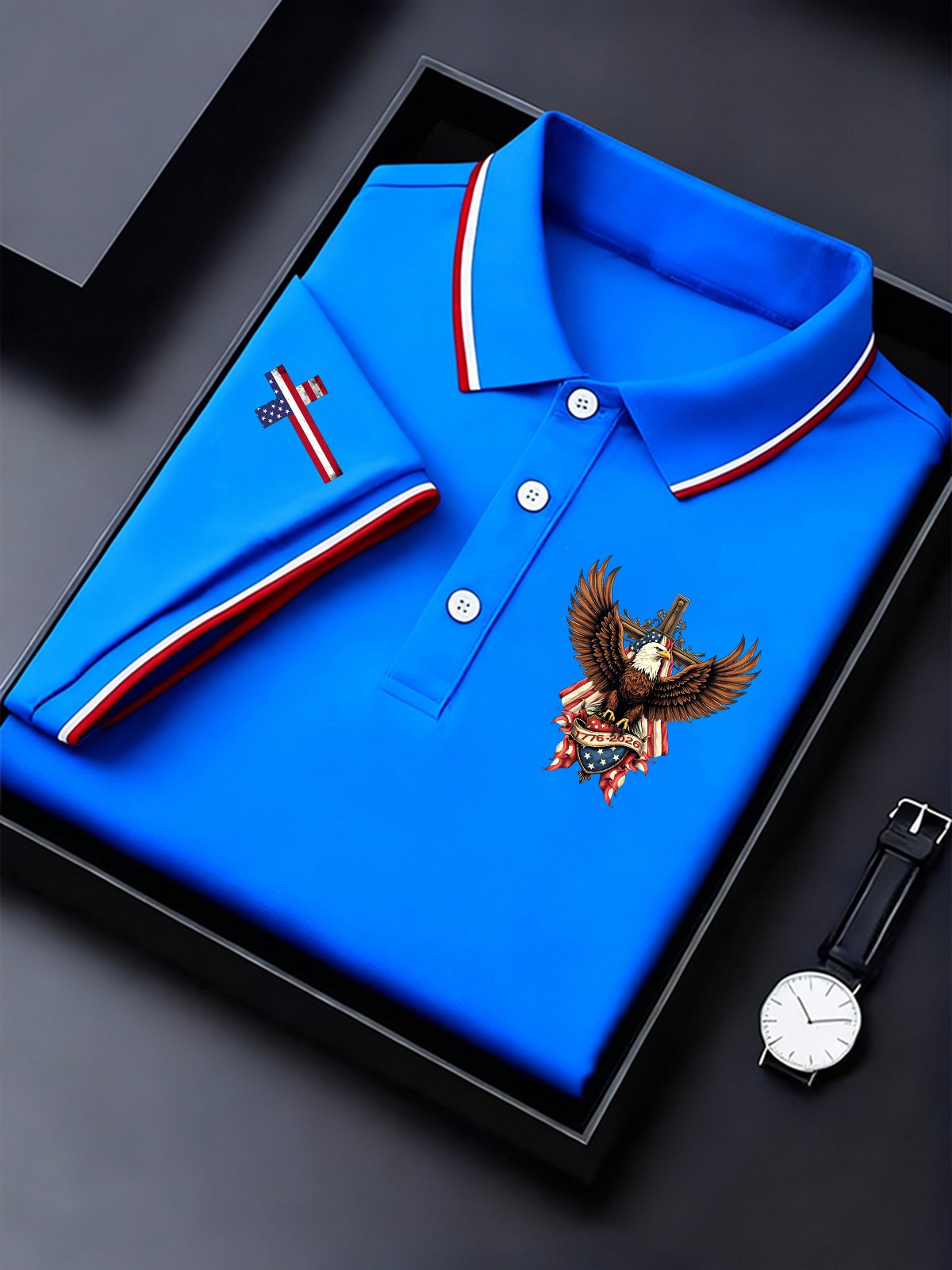 Men's Vintage America 250th Anniversary Print Polo Shirt