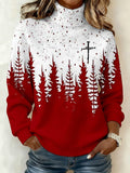 Women's Christmas Faith Print Turtleneck Base Knit Top