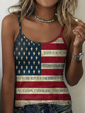 Women's Pledge of Allegiance Print Spaghetti Strap Tank Top