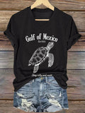 Women's Retro Gulf Of Mexico Stay Salty And Resist Est 1550 Print T-Shirt