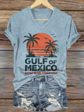 V-neck Retro Gulf Of Mexico Since 1550 Now And Forever Print T-Shirt