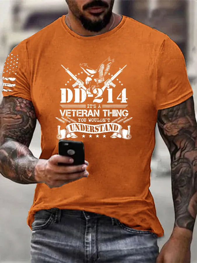 DD-214 A Veteran Thing Pattern 100% Cotton T-Shirt