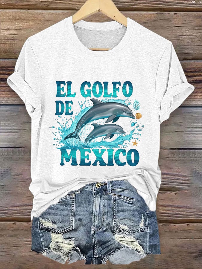Women's "The Gulf of Mexico" Dolphin Print T-Shirt