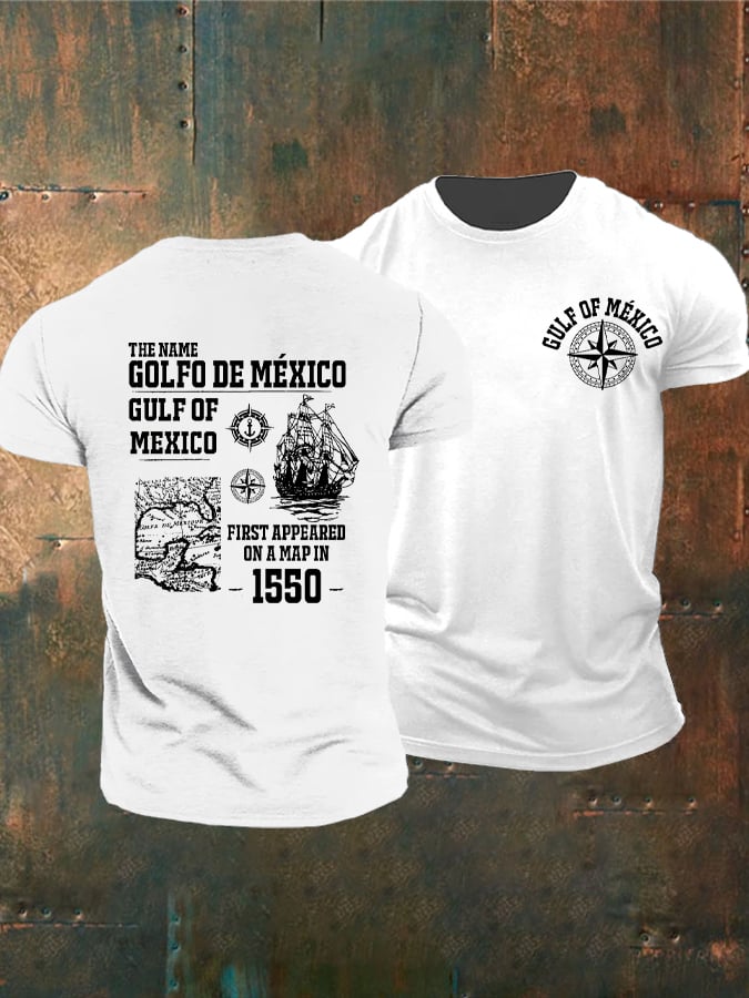 Men'S Retro Gulf Of Mexico Printed Casual Crew Neck T-Shirt