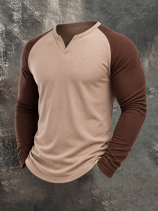 Men's Casual Outdoor Slim Fit Base Layer Raglan Top Set