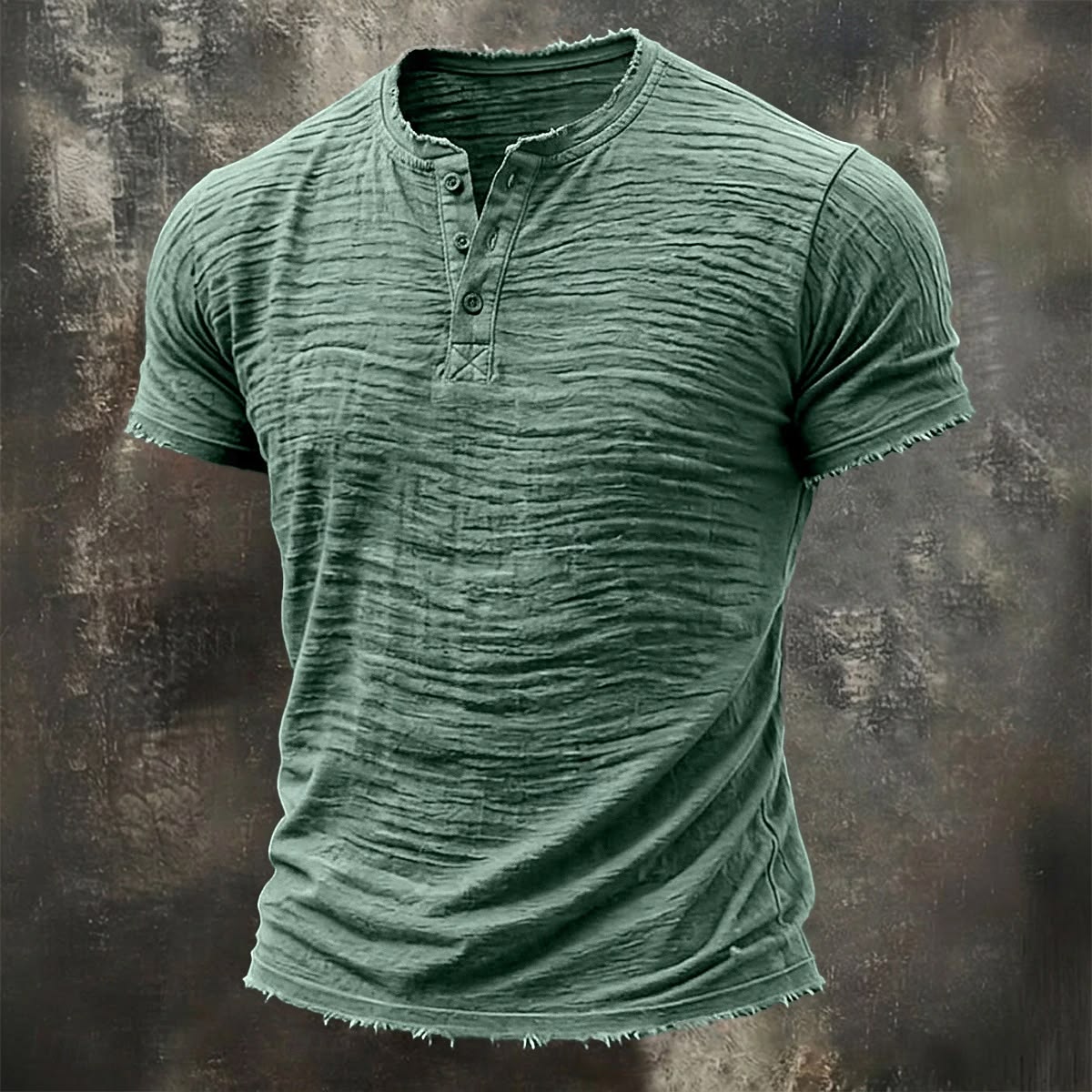Men's Linen Short Sleeve Henley Summer Spring Solid Color Textured T-Shirt