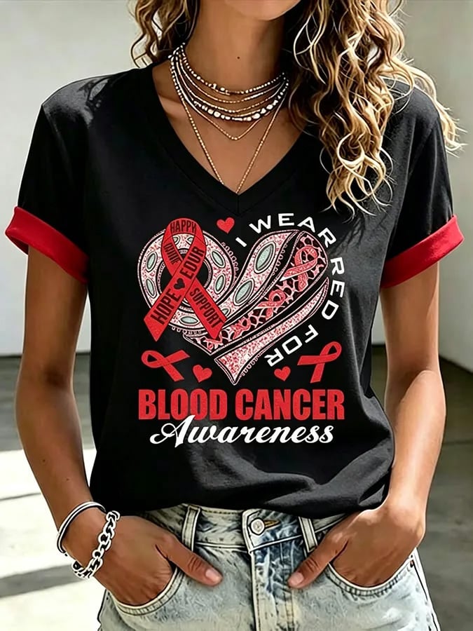 Women's Blood Cancer Awareness V-neck T-shirt