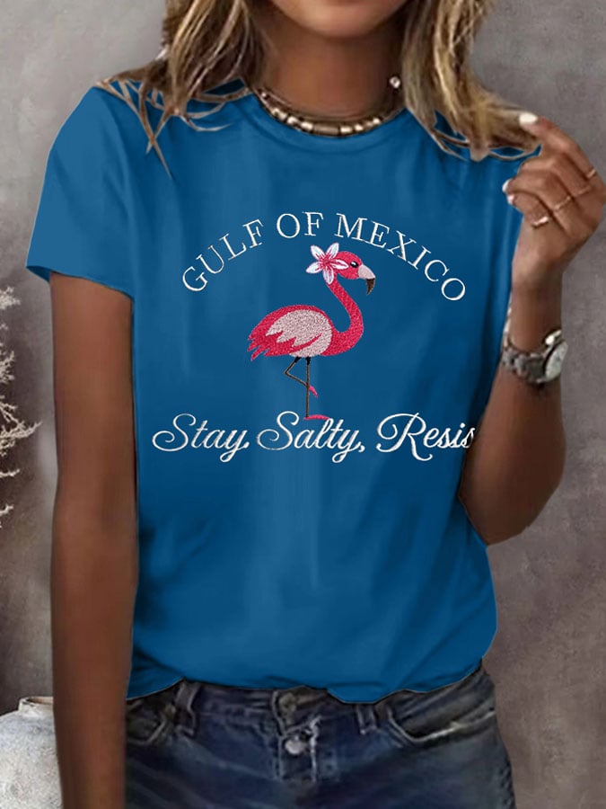Women's Gulf Of Mexico Print Round Neck T-Shirt