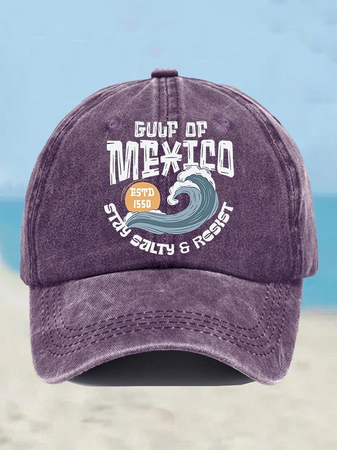 Retro Gulf Of Mexico Stay Salty And Resist Printed Baseball Cap
