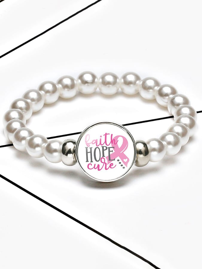Breast Cancer Awareness Women's Elastic Bracelet With Breast Cancer Awareness