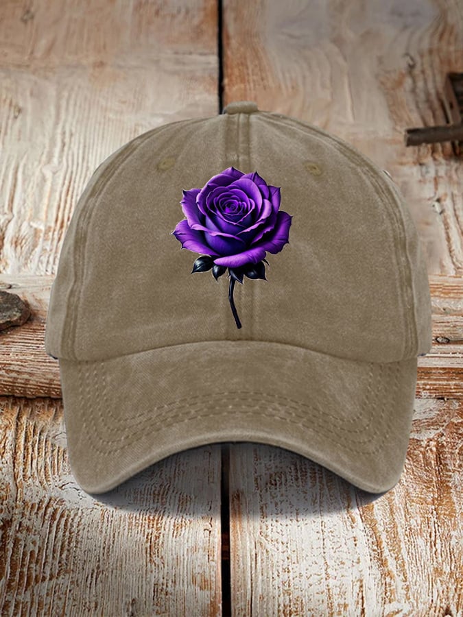 Alzheimer's Awareness Purple Rose Hat