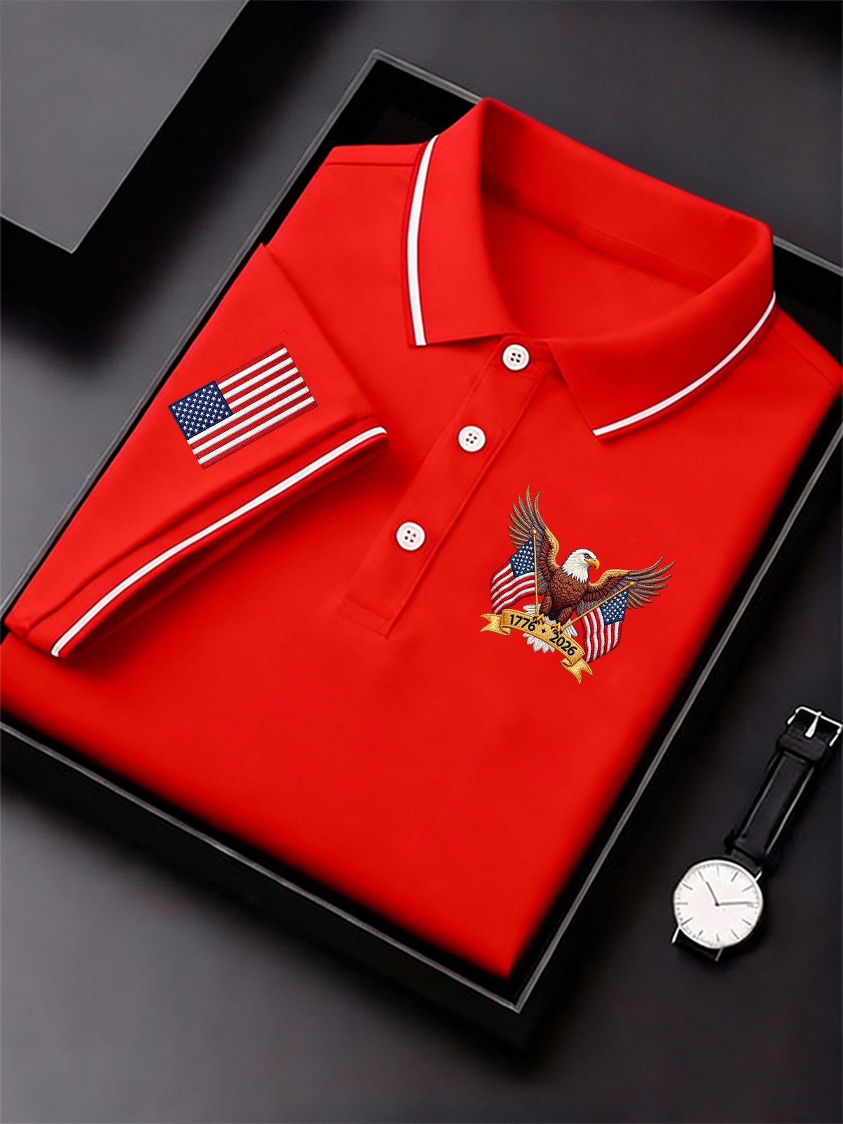 Men's Vintage America 250th Anniversary Print Polo Shirt