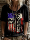 250th Anniversary Of Independence Day: Retro Art Print Casual T-Shirts