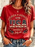 Women's 1776 USA Independence Day Floral T-Shirt