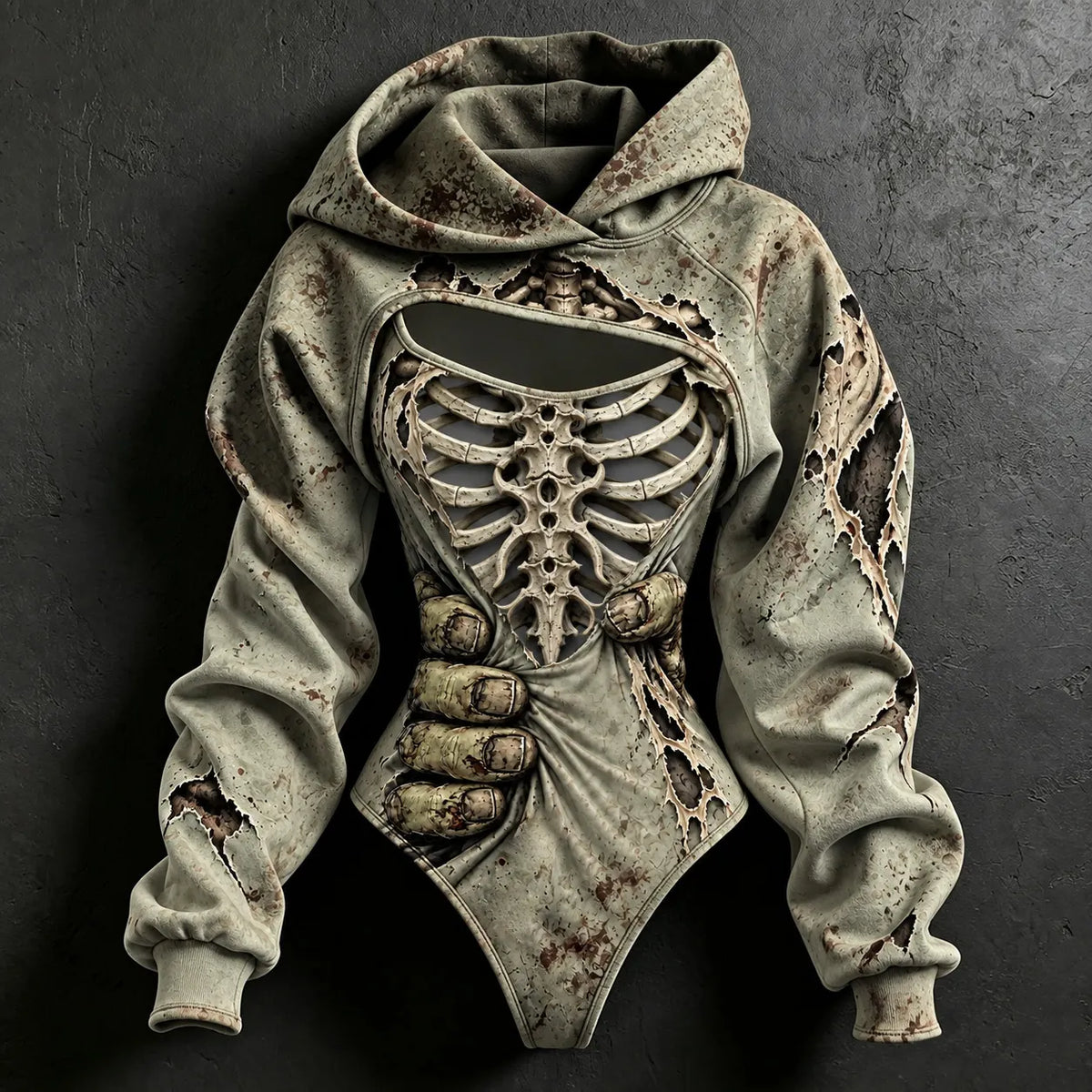 Women's Halloween Zombie Hug Skull 3d Print Hoodie Two-piece Set