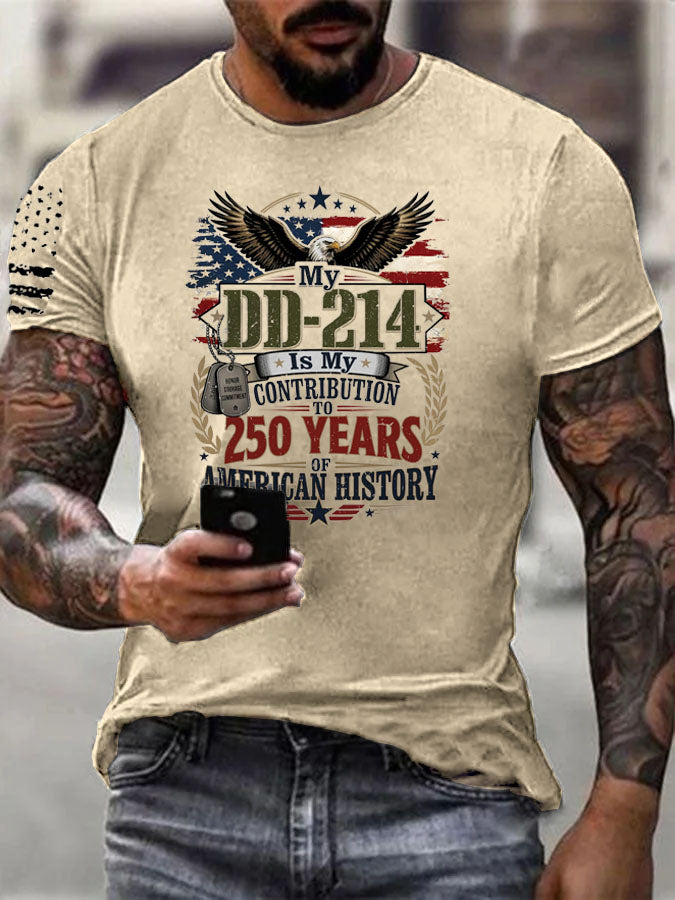 DD214 Is My Contribution To 250 Years Of American History Pattern 100% Cotton T-Shirt