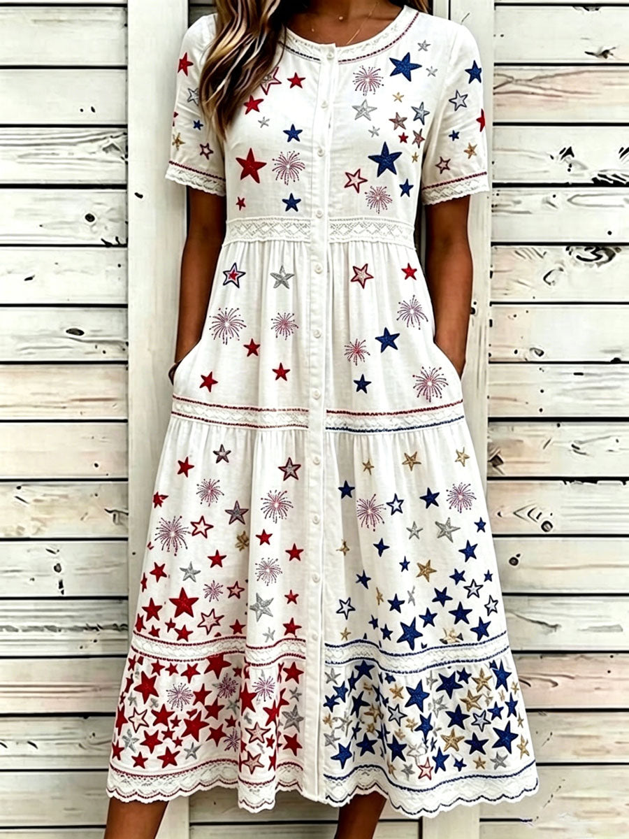 Women'S Casual American Independence Day Print Art Casual Dress