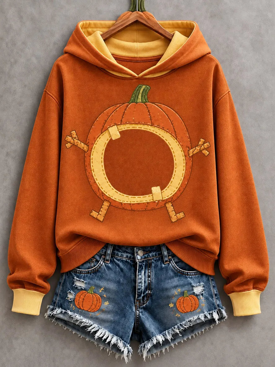 Women's Halloween Fun Pumpkin Print Hoodie