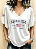 Women's Canada-Print V-Neck Casual T-Shirt