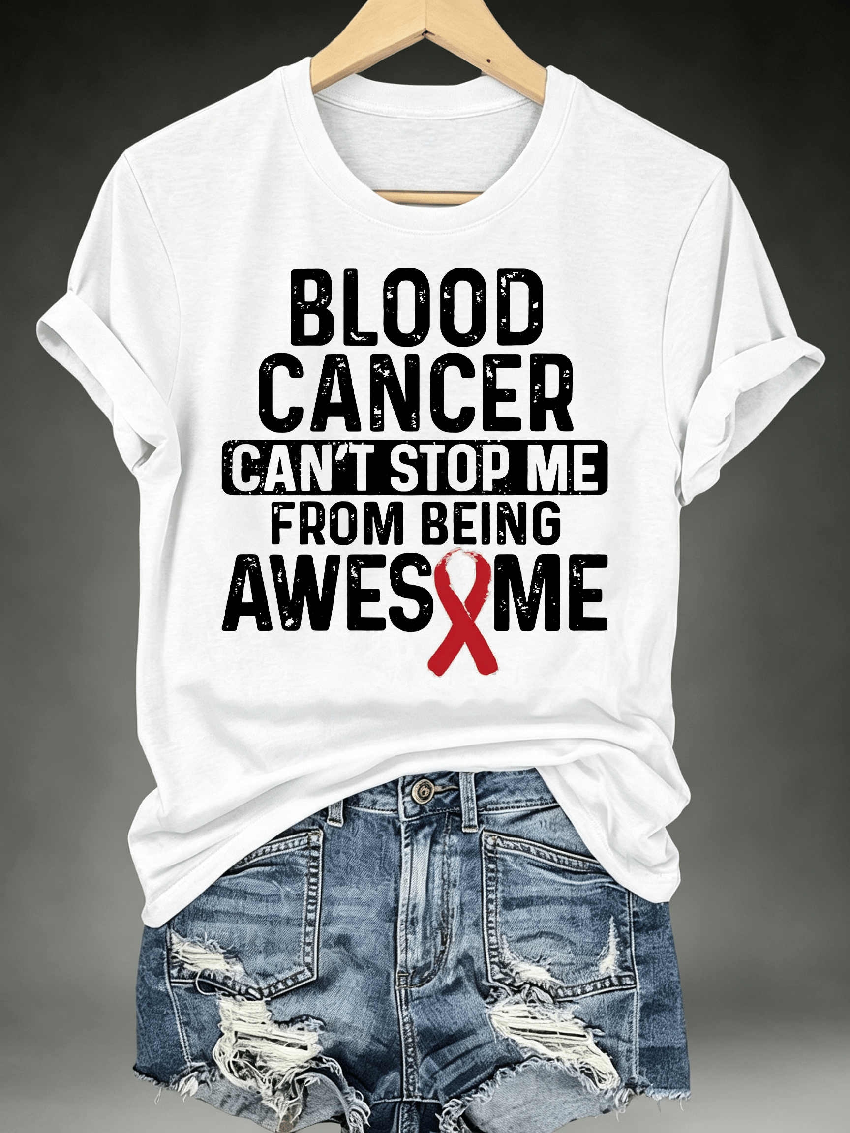 Women's BLOOD CANCER CAN'T STOP ME Print T-Shirt