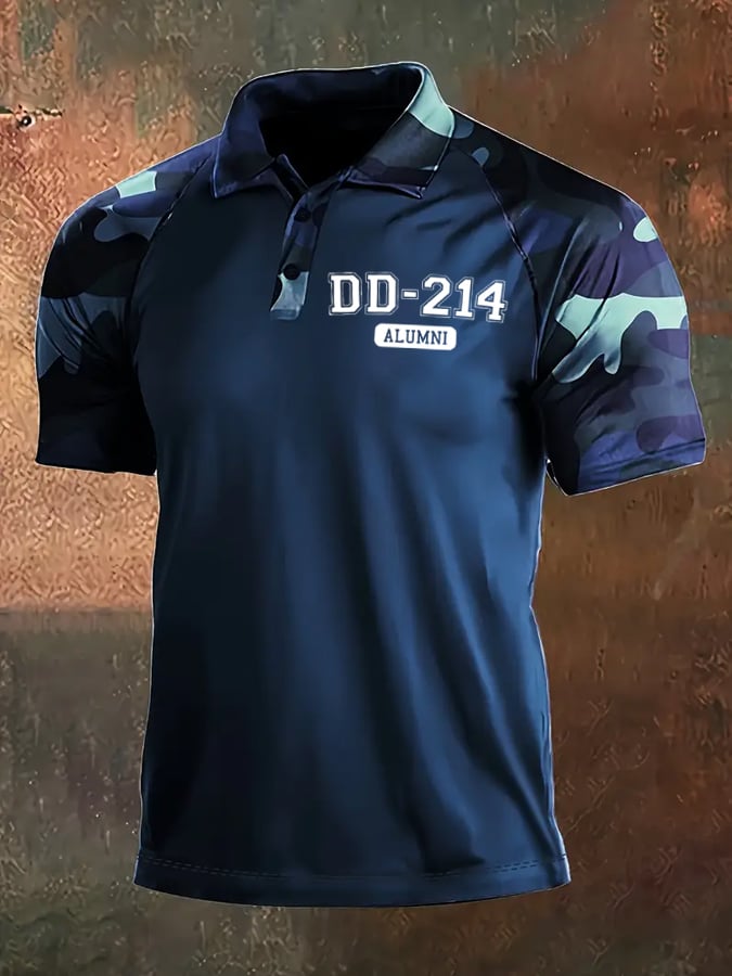Men's Vintage Veteran Print Casual Polo Shirt