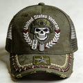 Embroidered  DD214 Skull Motif with Distressed, Lightly Distressed Detailing Baseball Cap