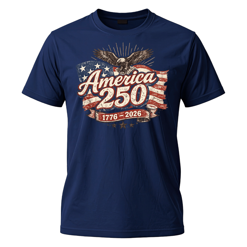 250 Years of American Freedom Vintage Eagle Graphic Rocks T-shirt (1776–2026)