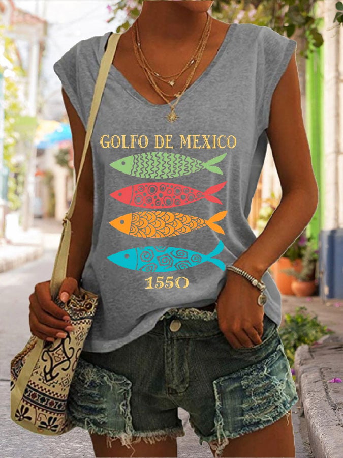 Women's Gulf Of Mexico Print Casual Vest