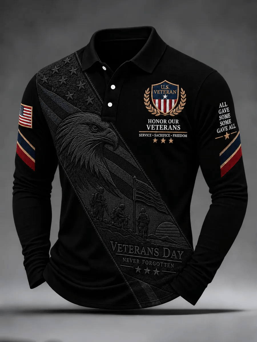 Men's Veterans Day Theme Waffle Long Sleeve T-Shirt
