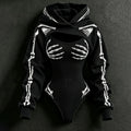 Women's Vintage Halloween Skull-line Casual Athletic Two-piece Set