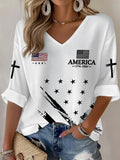 Women's Casual Printed Waffle Top