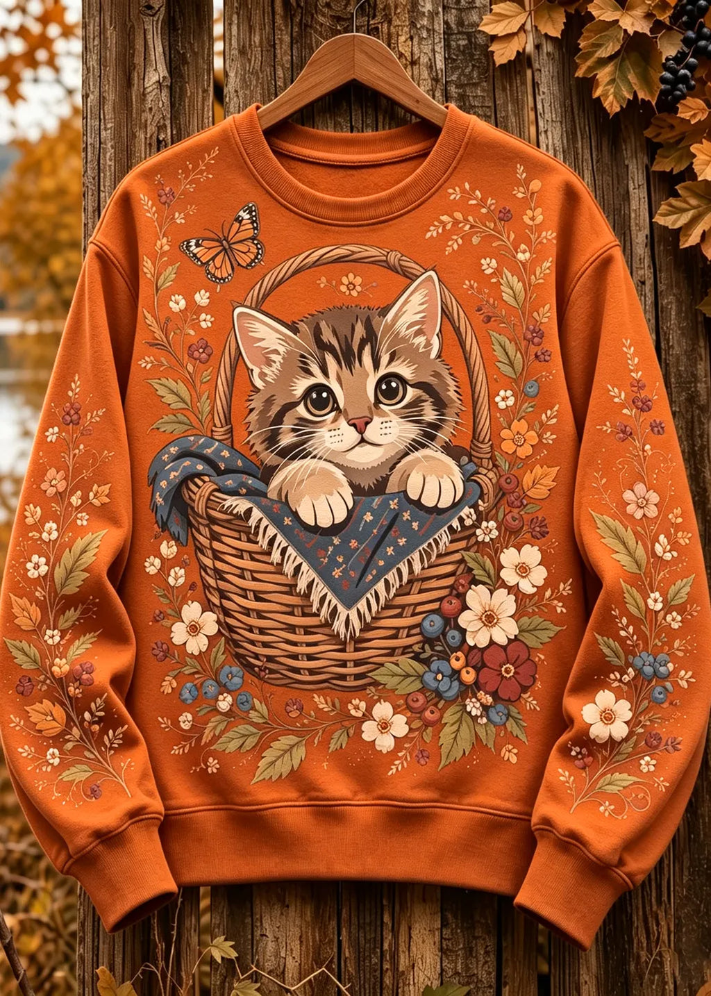Women's Autumn Cute Cat Art Regular Sweatshirt