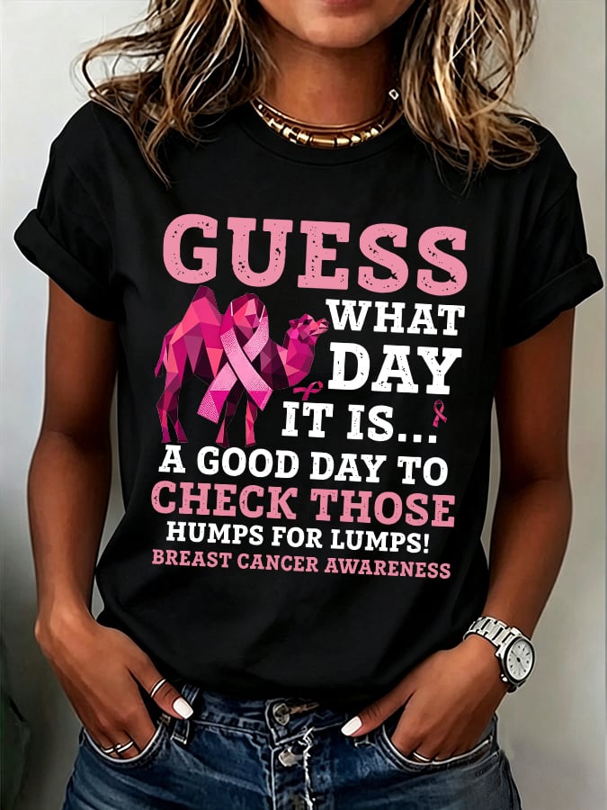 Women's Casual Breast Cancer Awareness Print Top