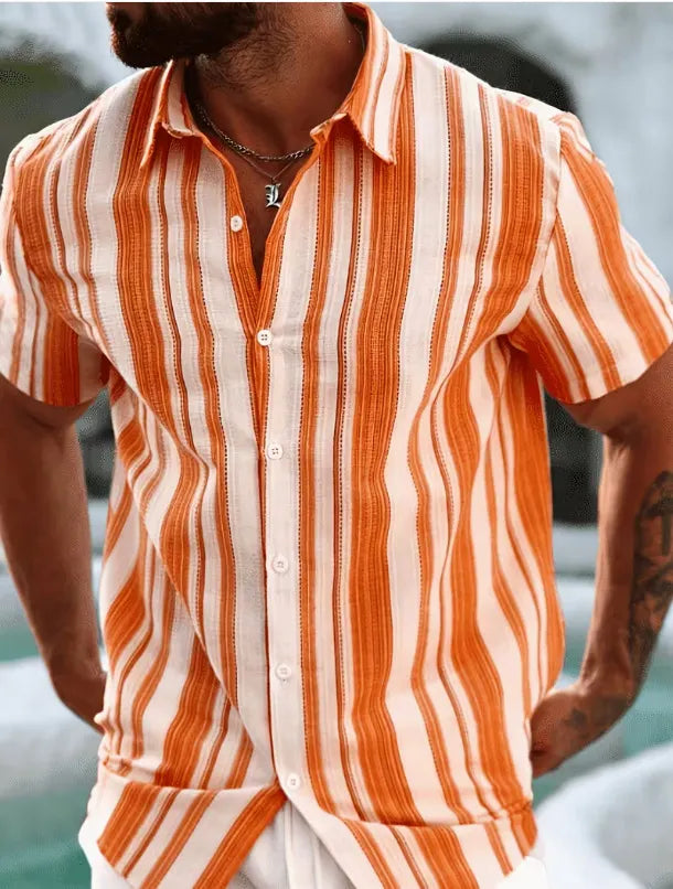 Men's slim short-sleeved collared shirt