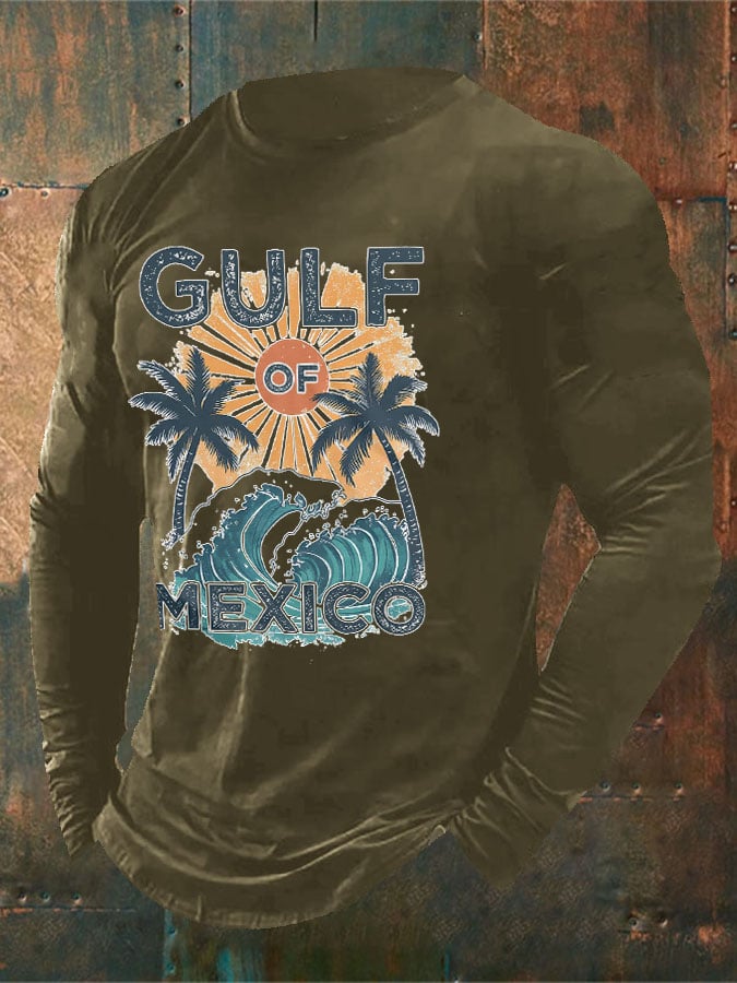 Men'S Retro Gulf Of Mexico Print T-Shirt