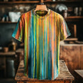 Men's Retro Hippie Abstract Stripes Art Short-sleeve T-shirt