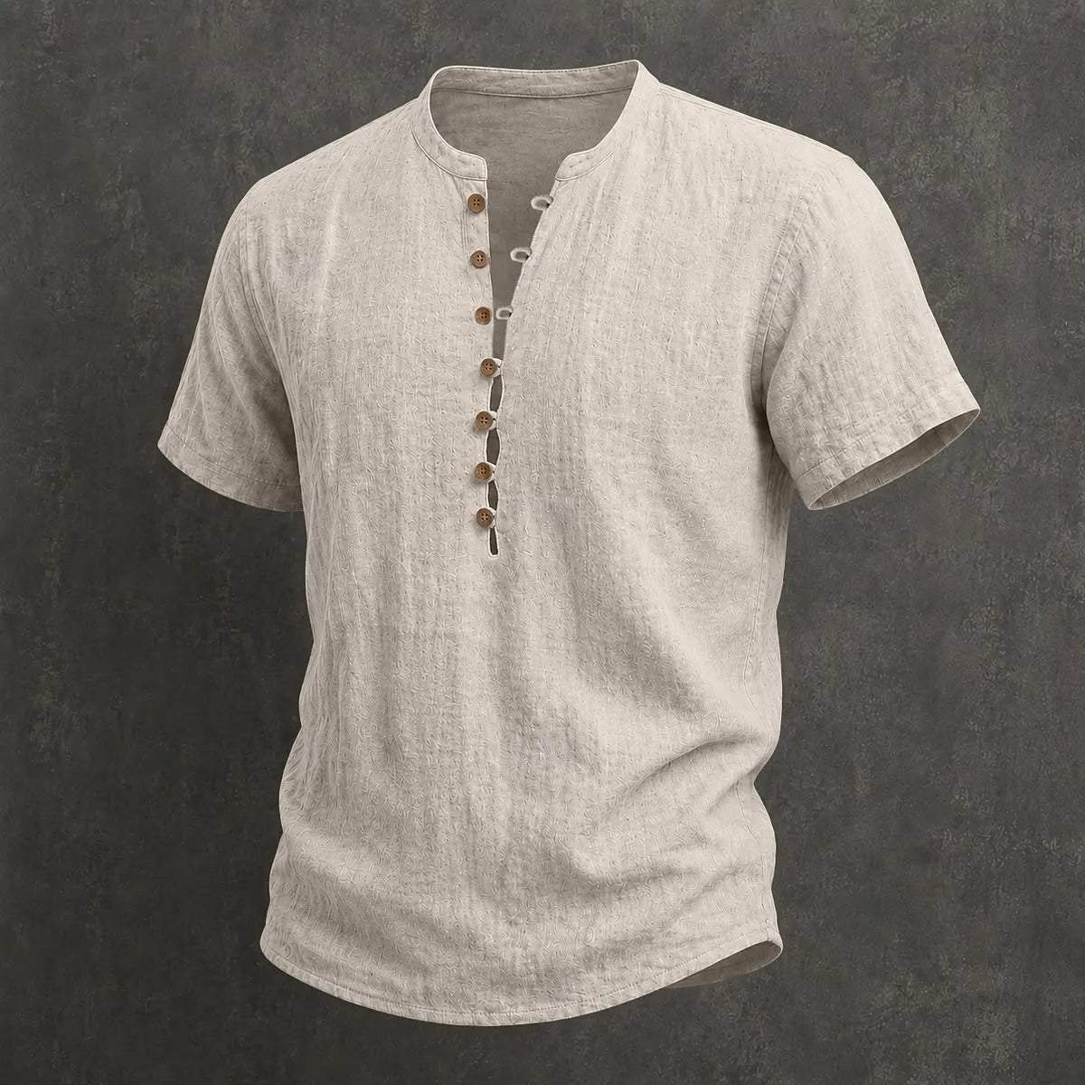 Men's Linen Short Sleeve Henley  T-Shirt