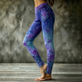 Women's Vintage Purple Rose Gradient Print Casual Leggings