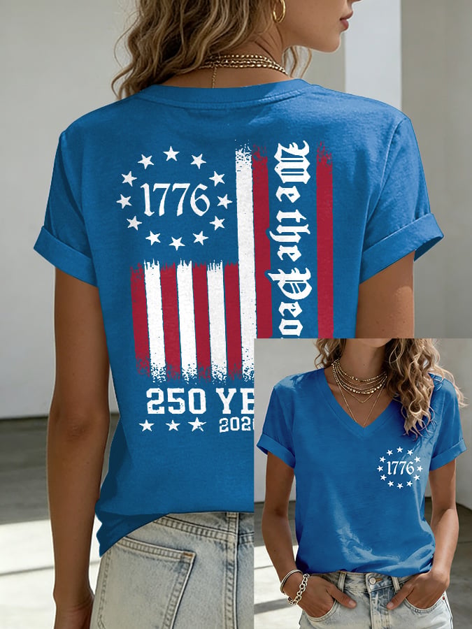 Women's Retro 250th Anniversary Print Casual T-Shirt