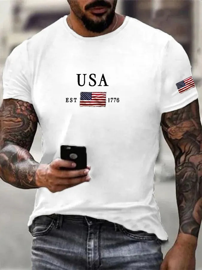 Men's Independence Day Printed Casual T-Shirt
