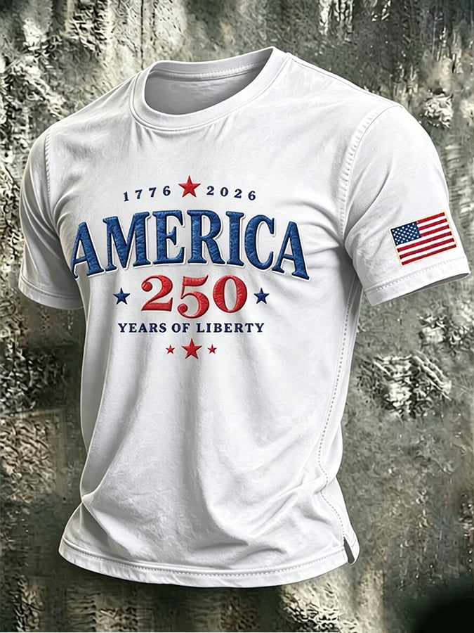 Men's 250th Anniversary Independence Day Art Printed Casual T-shirt