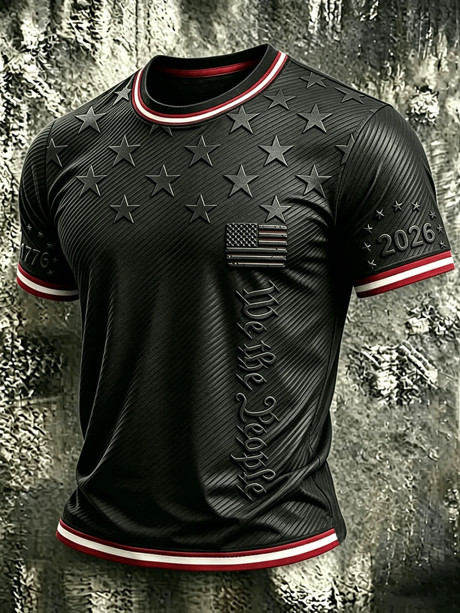 Men's USA 1776-2026 Freedom Printed Casual T-shirt