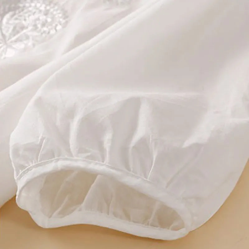 Women's Vintage Floral Embroidery Linen Shirt