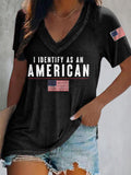 Women's I Identify As An American Casual V-Neck Tee